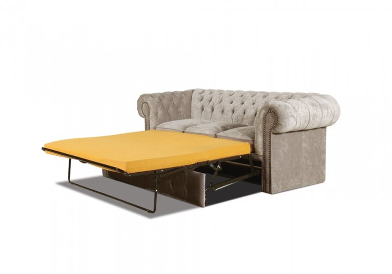 Chesterfield Textil Sofa Couch Stoff mit Bettfunktion Schlafsofa NAPOLI