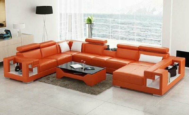 Wohnlandschaft Polster Ecke Eck Sofa Couch Garnitur Landschaft Leder