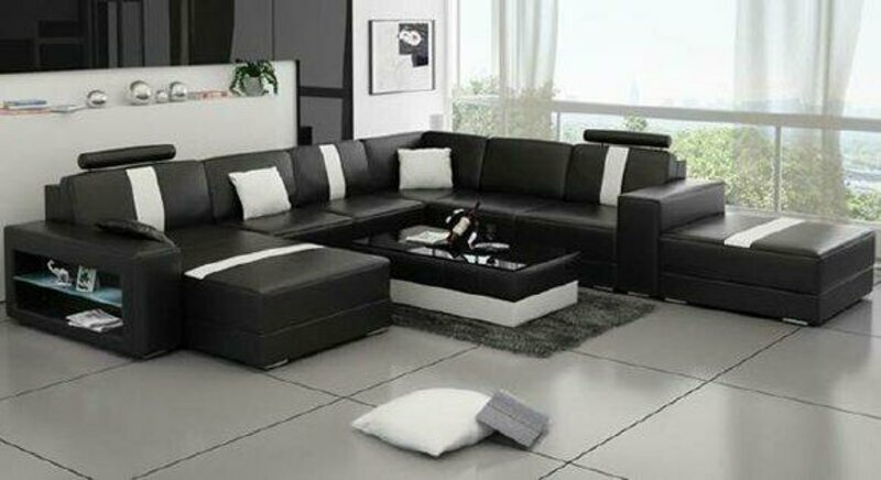 Wohnlandschaft Polster Ecke Eck Sofa Couch Garnitur Landschaft Leder