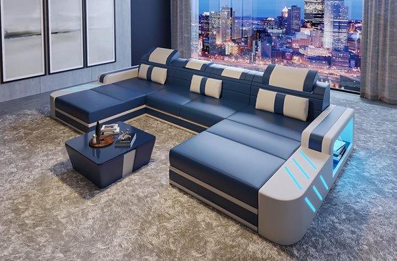 Design Sofa Couch Sitz Leder Polster Garnitur Wohnlandschaft Ecksofa A40