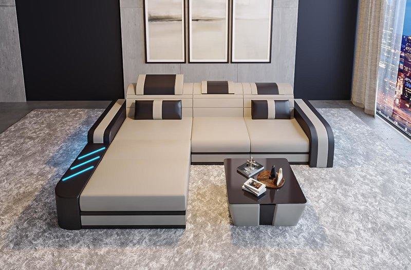 Design Sofa Couch Sitz Leder Polster Garnitur Wohnlandschaft Ecksofa A50