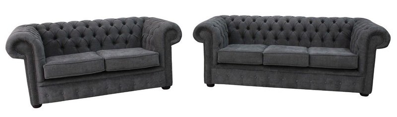 Chesterfield Couch Polster Sofas Sofa Couchen Leder Sofagarnitur 3+2