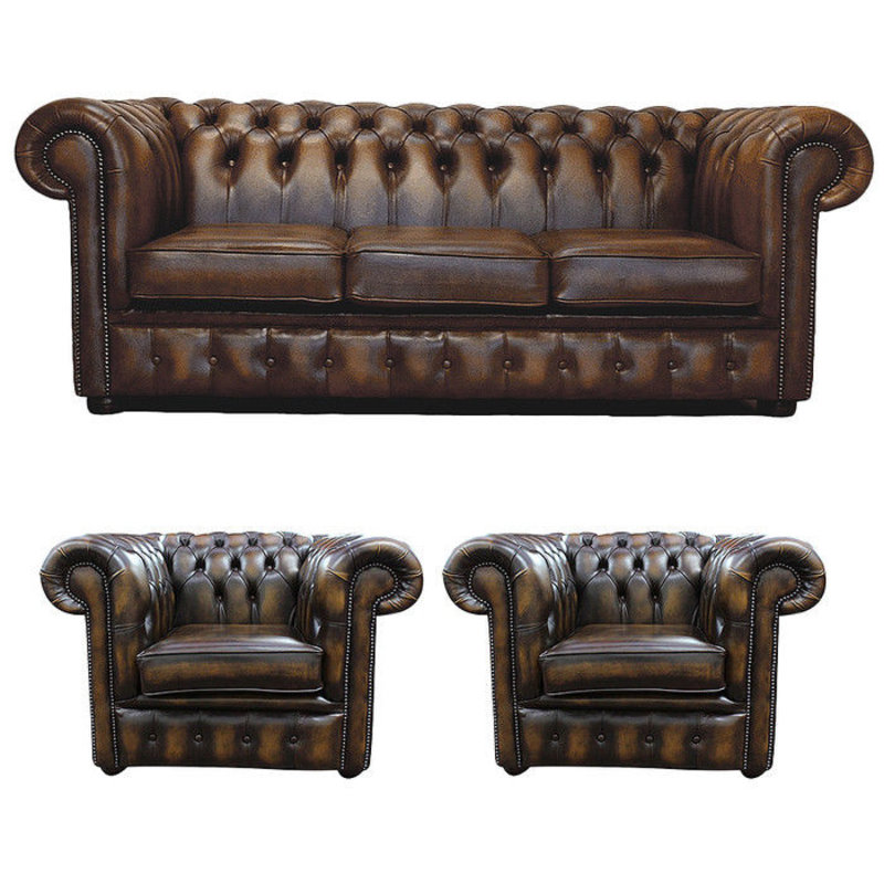 Chesterfield Leder Design Luxus Sofagarnitur Couch Sofa Polster 3+1+1