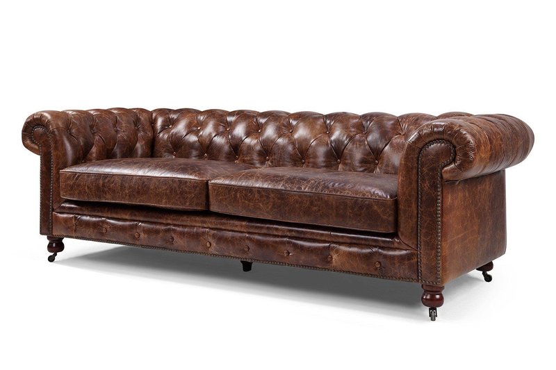 Chesterfield Design Luxus Polster Sofa Couch Sitz Garnitur Echtes