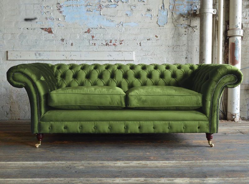 Chesterfield Design Luxus Polster Sofa Couch Sitz Garnitur Leder Textil