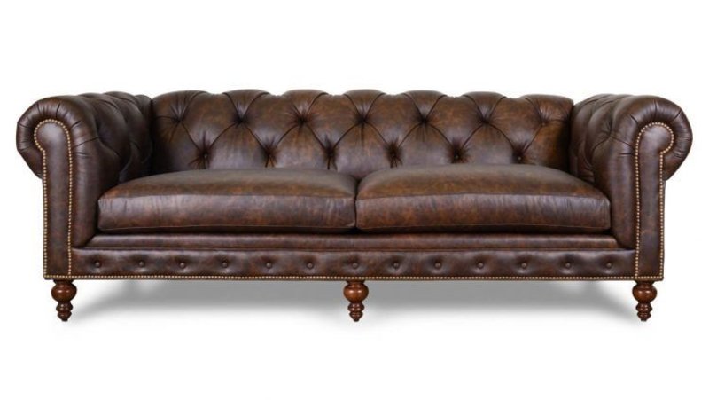 Chesterfield Couch Polster Sofas Klassische Leder Textil Sofa 3 Sitzer