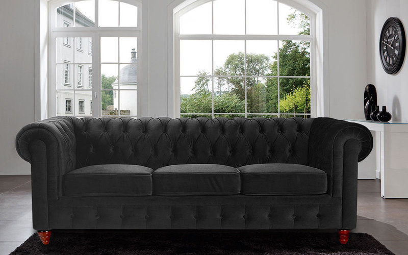 Chesterfield Design Luxus Polster Sofa Couch Sitz Garnitur Leder Textil