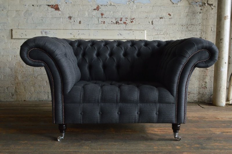 Edler Design Chesterfield Polster Sessel Fernseh Sitz Club Lounge Textil