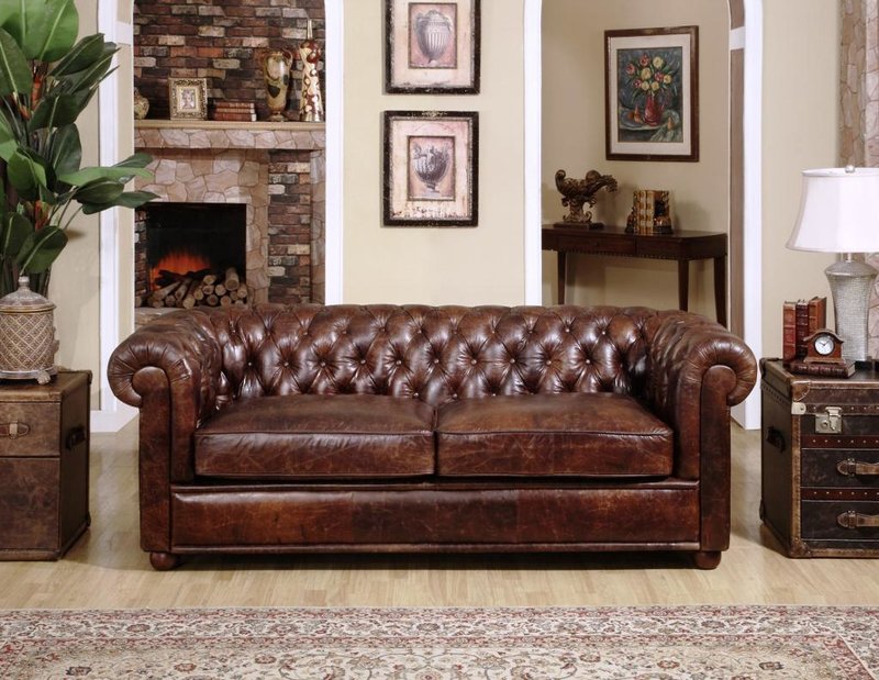 Chesterfield Couch Polster Sofas Klassischer Sitz Leder Textil 3 Sitzer