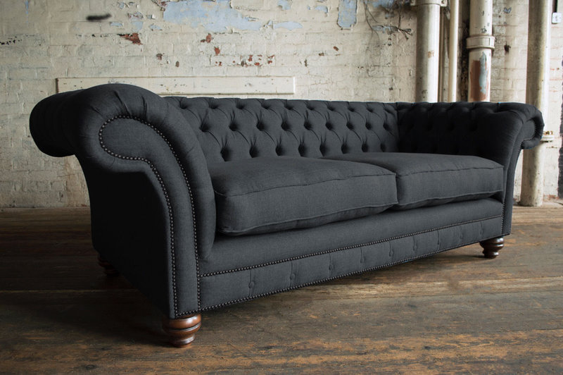 Chesterfield Design Luxus Polster Sofa Couch Sitz Garnitur Leder Textil