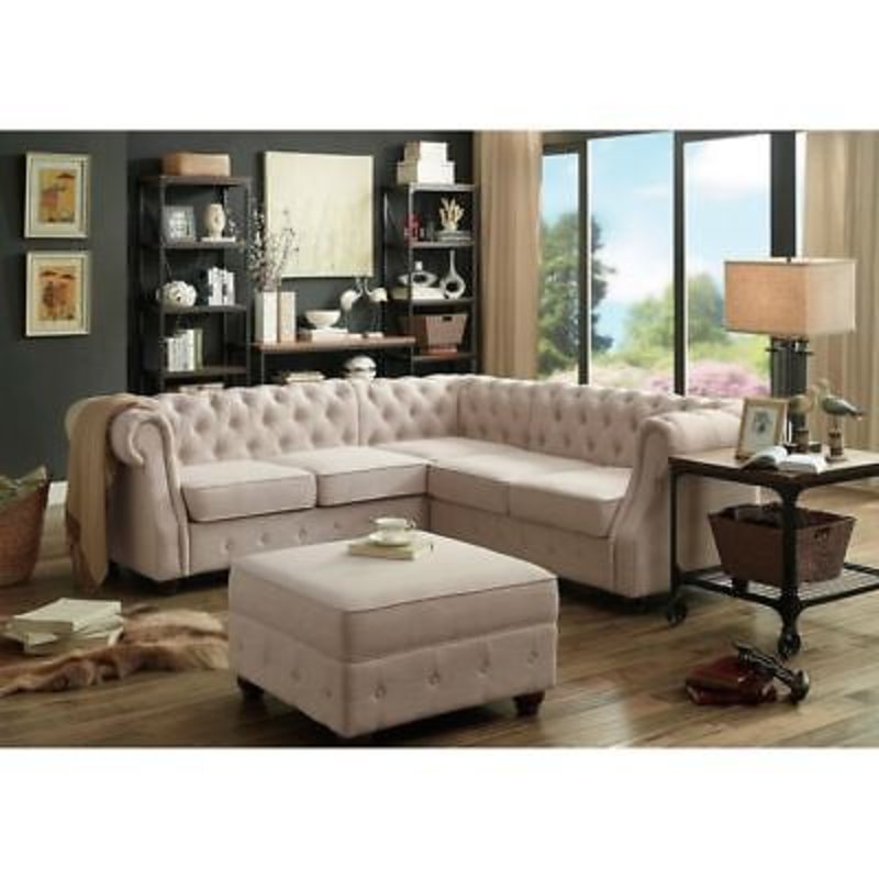 Chesterfield Couch Polster Sofas Klassischer Textil Schaffhau Ecksofa