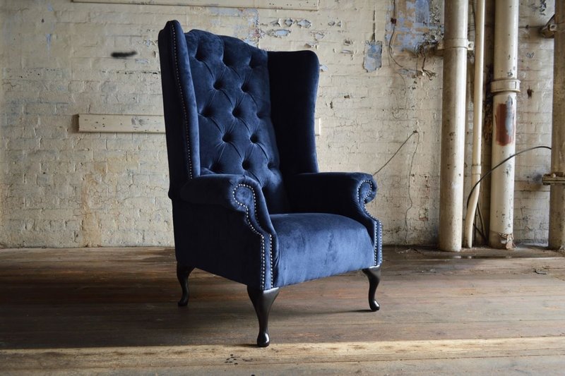 Ohrensessel Sessel Fernseh Design Polster Sofa Couch Chesterfield Textil