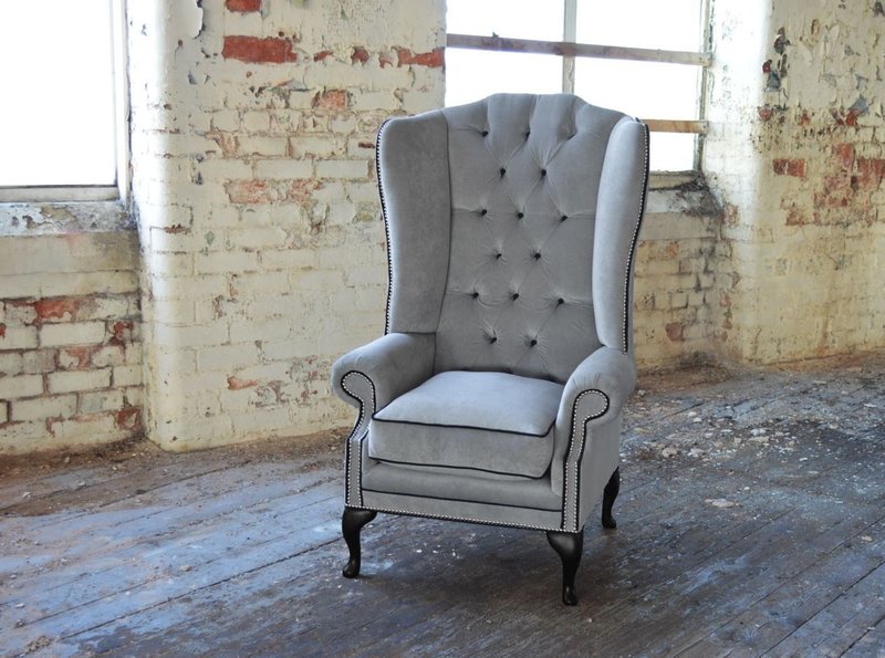 Ohrensessel Sessel Fernseh Design Polster Sofa Couch Chesterfield Textil