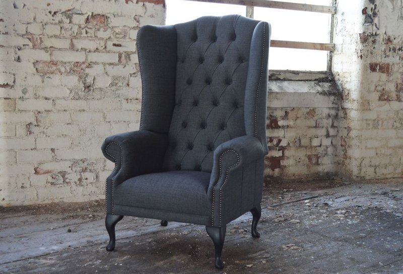 Ohrensessel Sessel Fernseh Design Polster Sofa Couch Chesterfield Textil