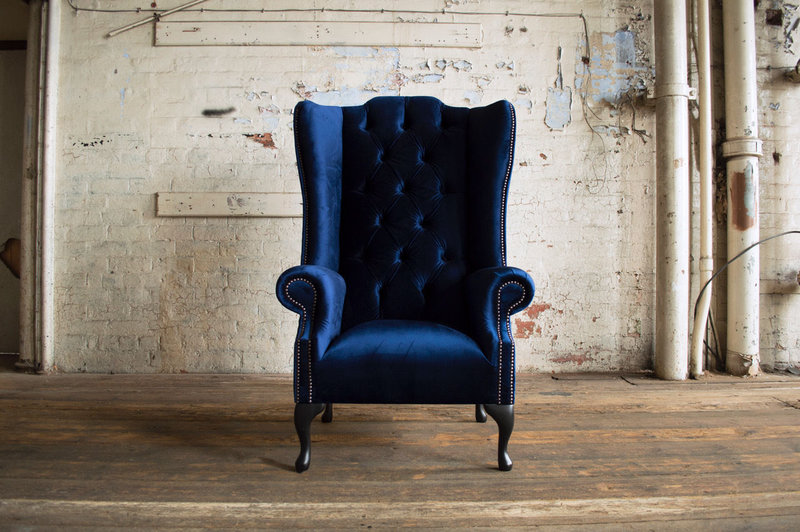 Ohrensessel Sessel Fernseh Design Polster Sofa Couch Chesterfield Textil