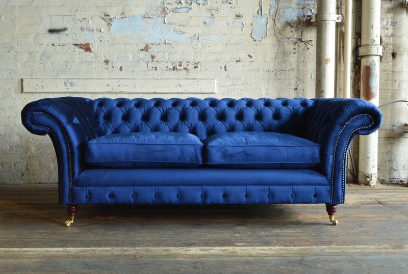 Chesterfield Design Luxus Polster Sofa Couch Sitz Garnitur Leder Textil