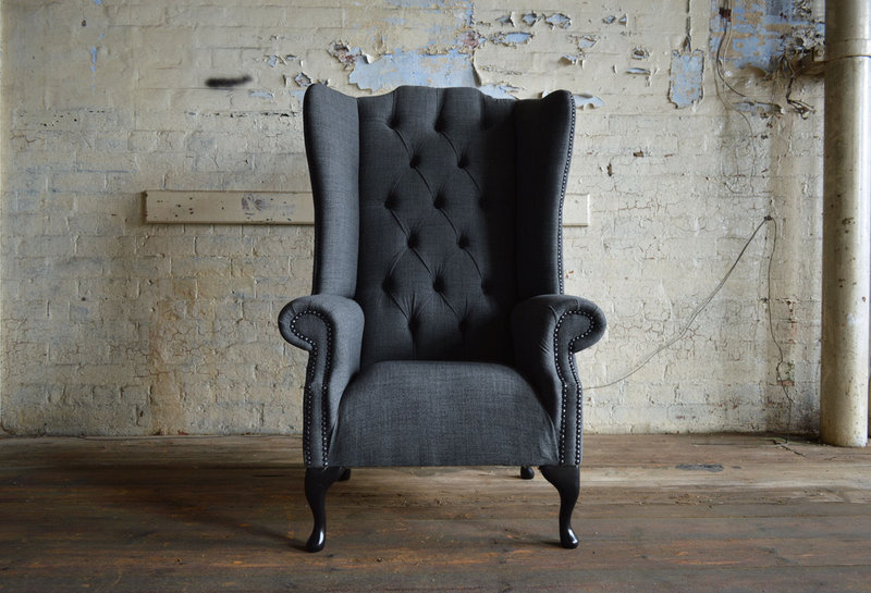 Ohrensessel Sessel Fernseh Design Polster Sofa Couch Chesterfield Textil