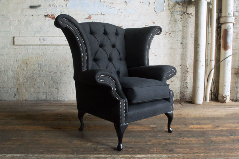 Ohrensessel Sessel Fernseh Design Polster Sofa Couch Chesterfield Textil