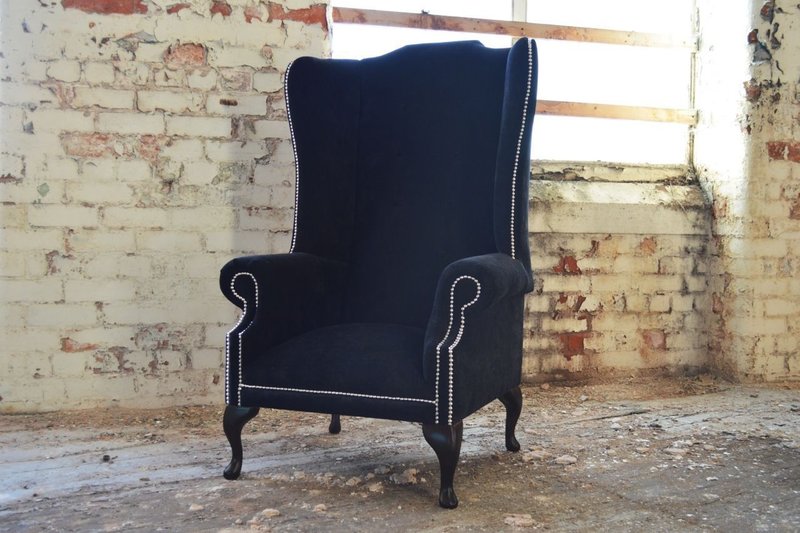 Ohrensessel Sessel Fernseh Design Polster Sofa Couch Chesterfield Textil