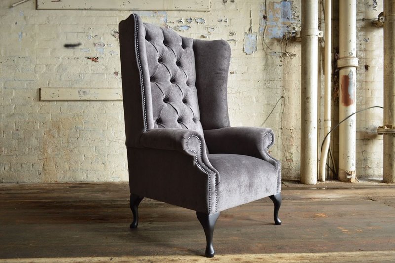 Ohrensessel Sessel Fernseh Design Polster Sofa Couch Chesterfield Textil