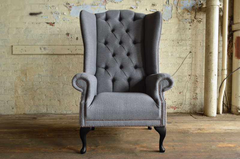 Ohrensessel Sessel Fernseh Design Polster Sofa Couch Chesterfield Textil