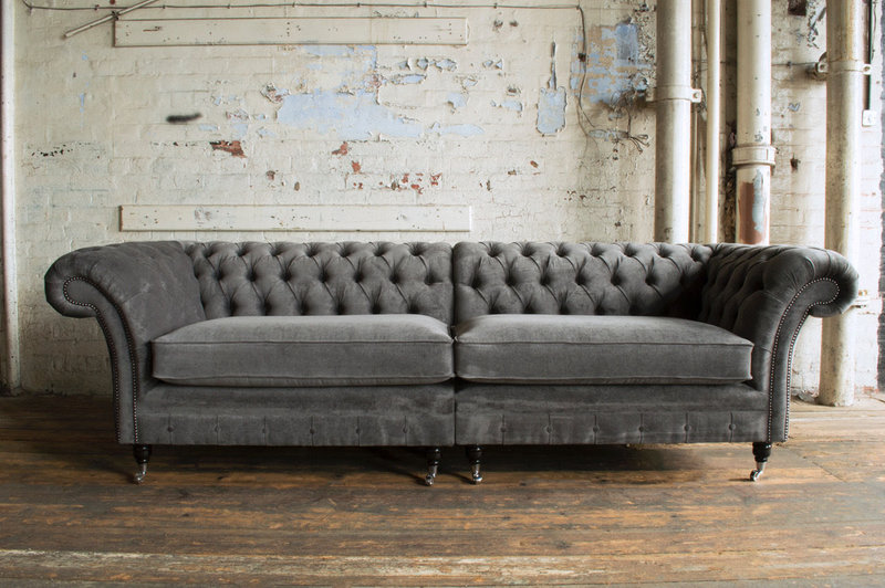 Chesterfield Couch Polster Sofas Klassischer Textil Schaffhau 4 Sitzer
