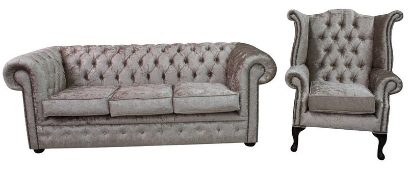 Chesterfield Design Sofagarnitur 3 Sitzer + Ohrensessel Couch Sofa Polster Set