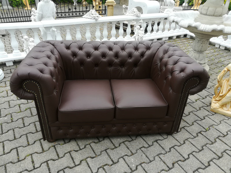Ledersofa Sofa Couch Polster Sitz Chesterfield 2 Sitzer Kunst Sofort lieferbar