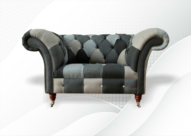 Design Chesterfield Stoff Couch Sessel 1.5 Sitzer Polster Sofas Lounge
