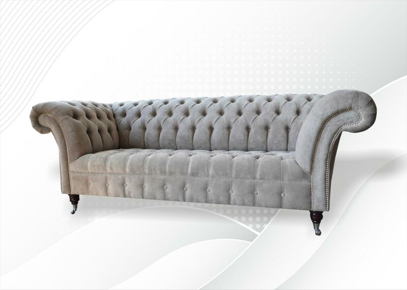Sofa 3 Sitzer Wohnlandschaft Sofas Polster Garnitur Stoff Chesterfield