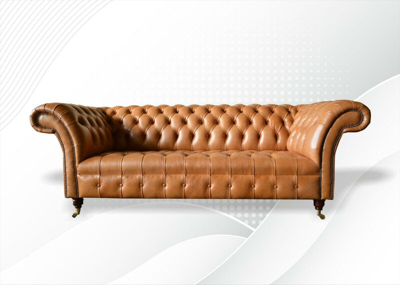 Chesterfield Design Luxus Polster Sofa Couch Sitz Garnitur Leder Textil