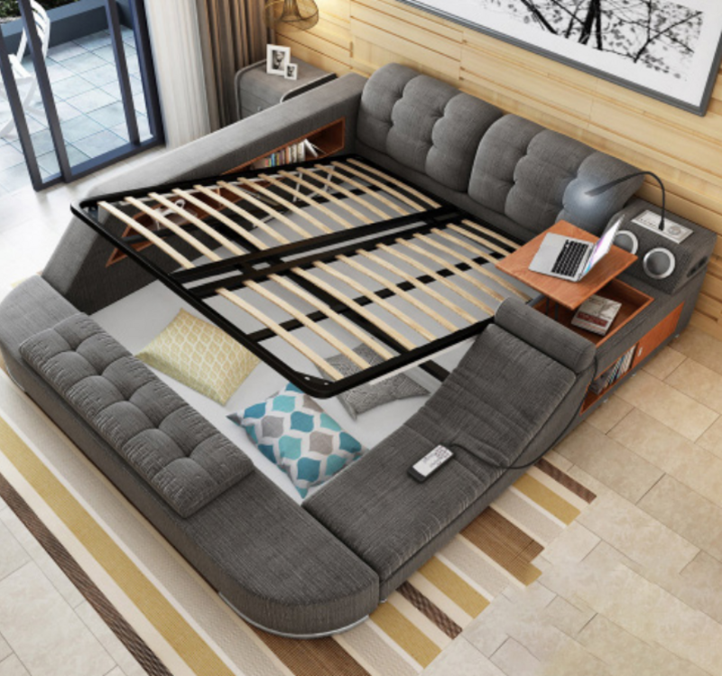 Design Bett Leder Polster Betten Hotel Massage Funktion Multifunktion