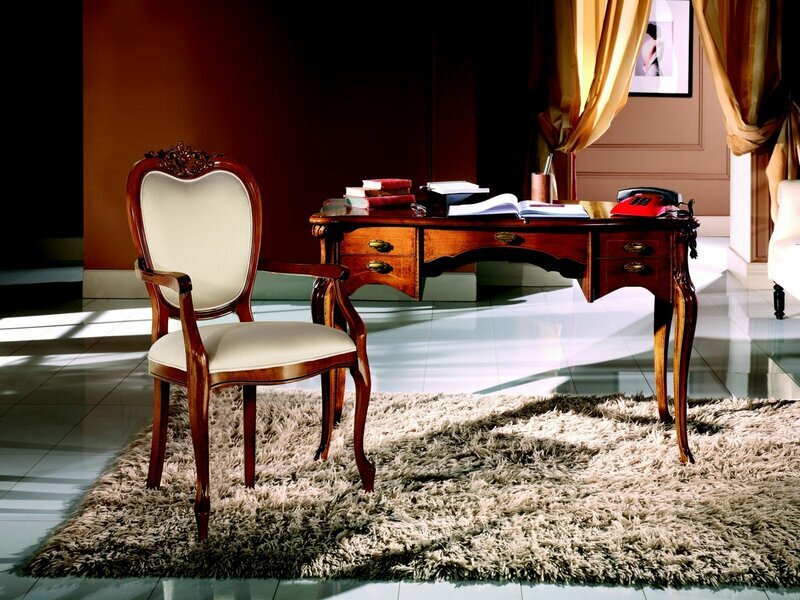 Holz Möbel Luxus Büro 2tlg Set Schreibtisch Sessel Italienische Luxus