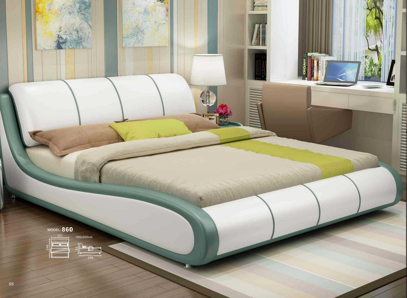 Designer Bett Schlafzimmer Doppelbett Betten Leder Hotel Luxus Polster