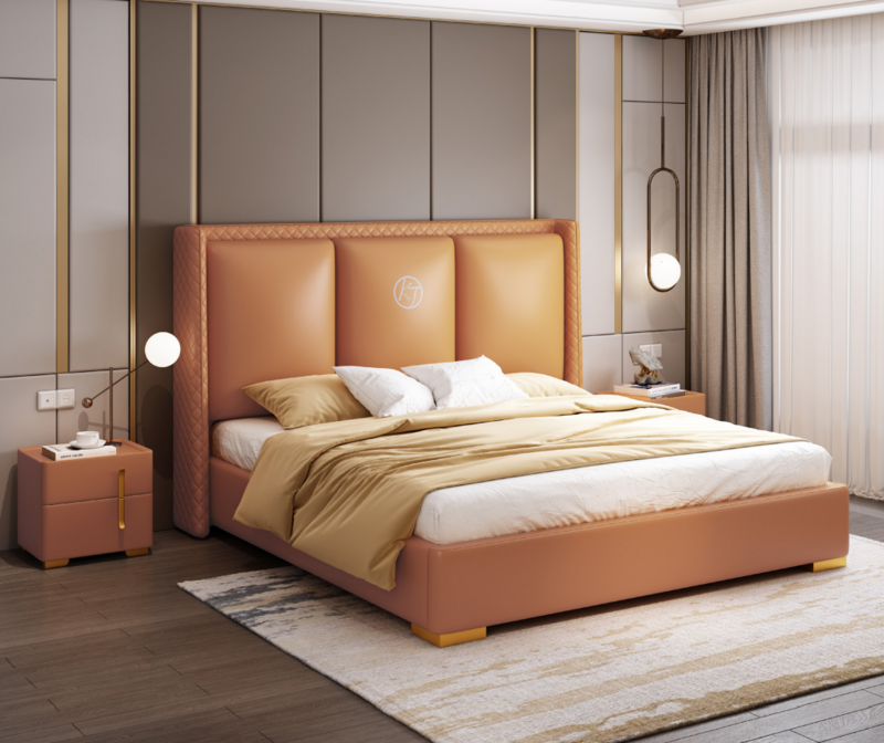 Bett Orange Schlafzimmer Design Möbel Moderne Luxus Betten Bettgestell