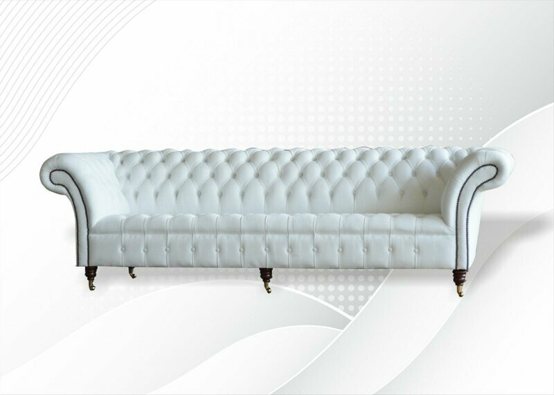 Chesterfield Weiße Leder Design Couchen Sofa Ledersofa Samt Stoff Textil