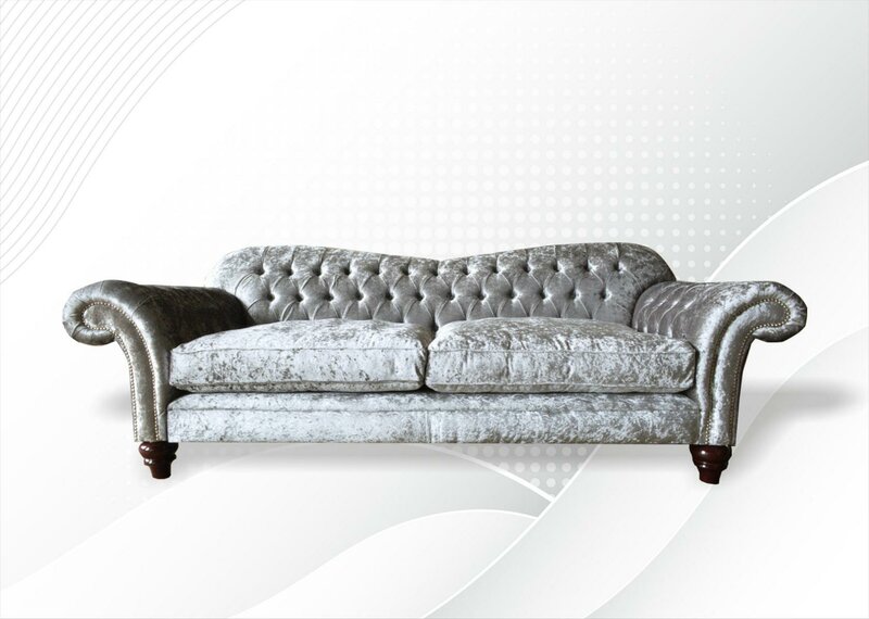 Dreisitzer Sofa 3 Sitz Couch Chesterfield Polster Sitz Garnitur Samt Graue
