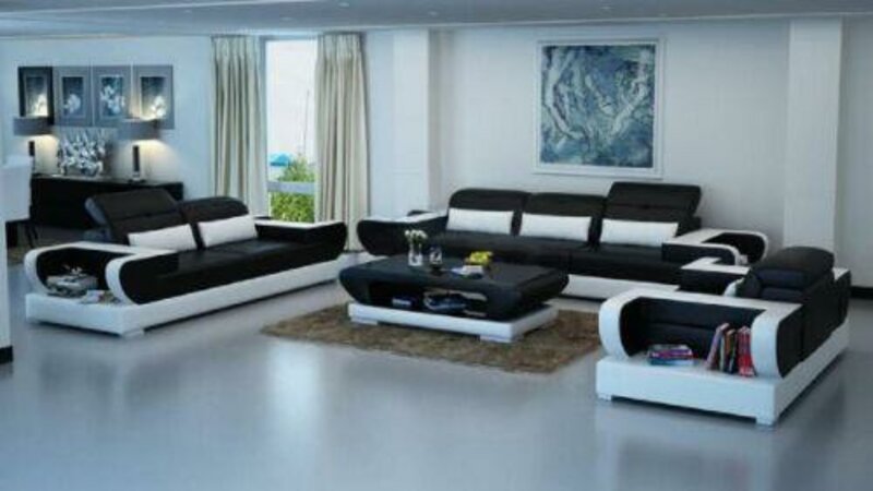 Sofagarnitur Couch Polster Leder Sitz Garnitur 3+2+1 Set Modernes Sofa mit USB