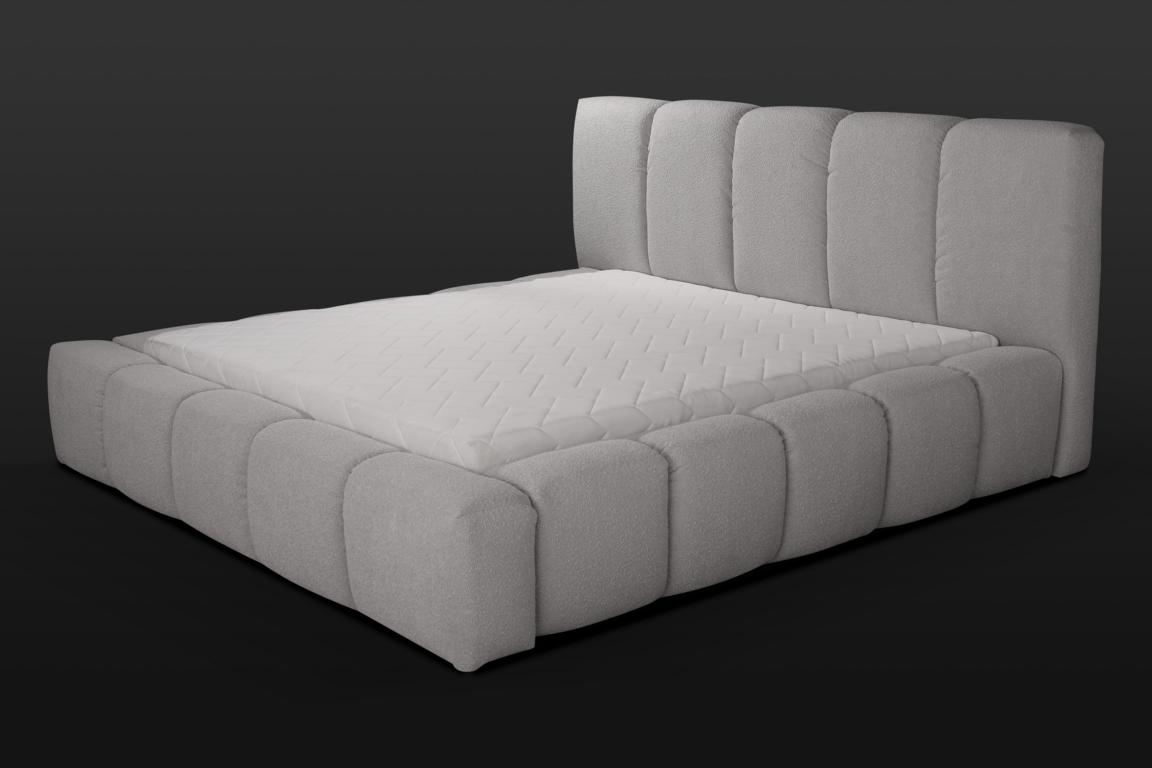 Bett Grau Doppelbett Schlafzimmer Holz Möbel Design Polster Stoff Neu