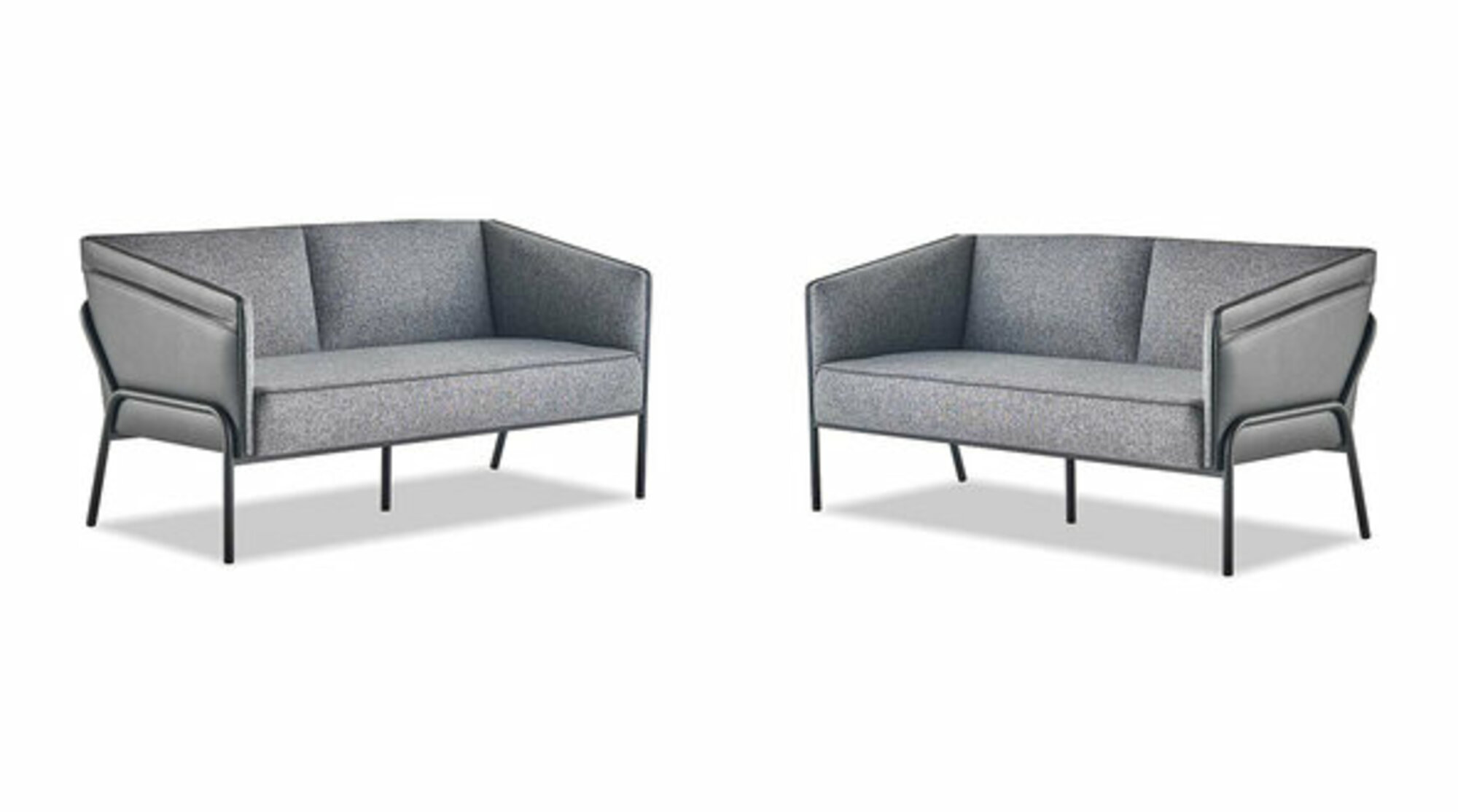 Sofa-Set 2-Sitzer Sofas Grau Modern Ledesofas Textil Edelstahl Sitzmöbel