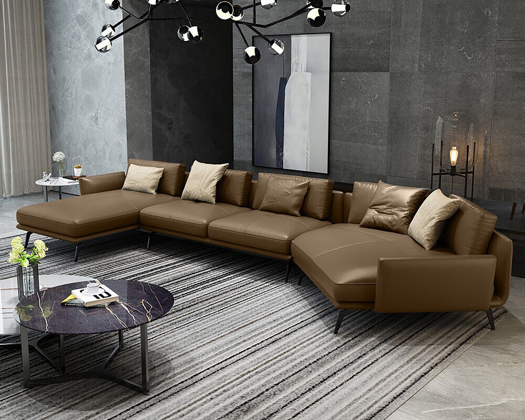 Italienische Möbel Wohnzimmer Ecksofa Couch Polster Luxus Sofa Eckgarnitur Sofort