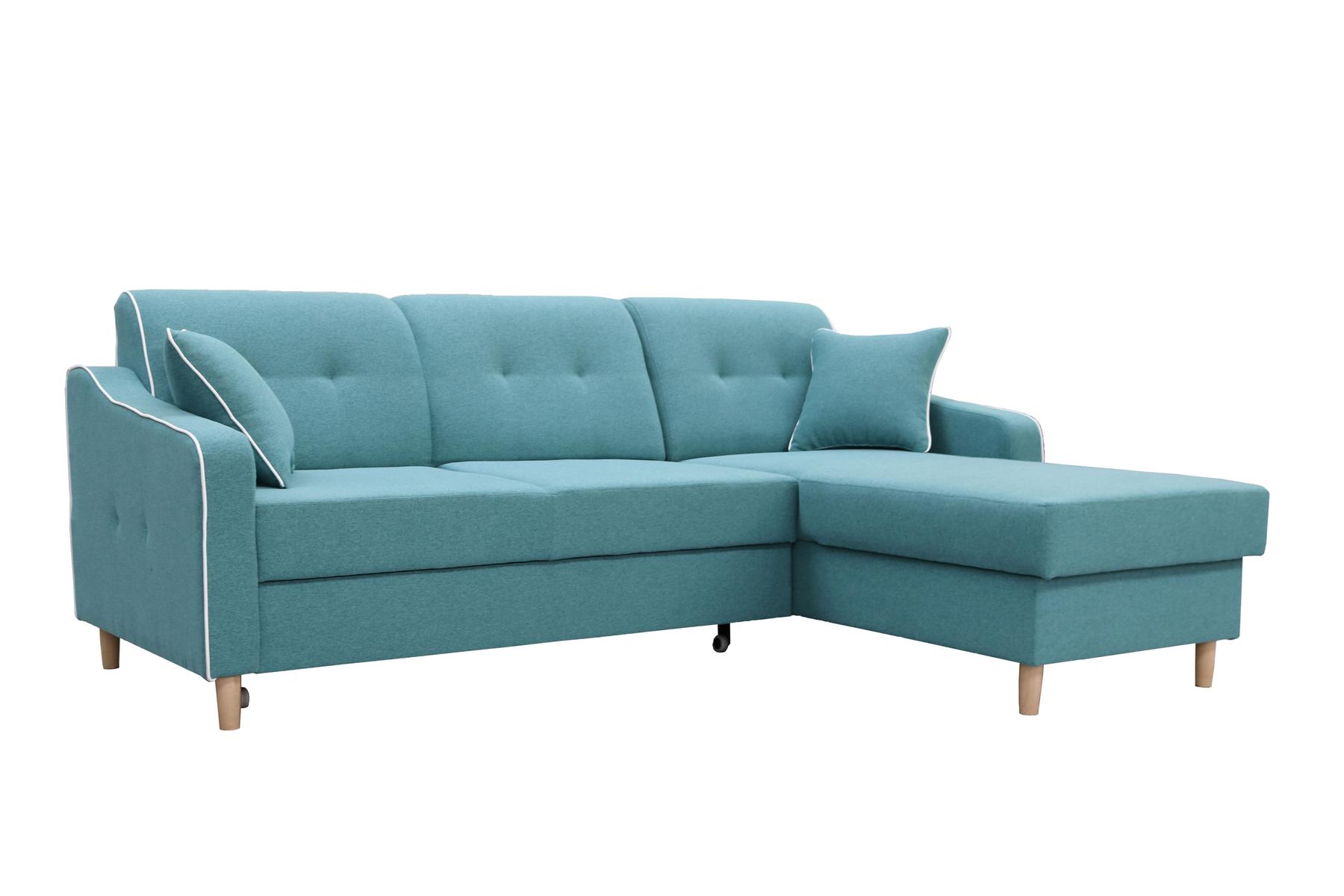 Design Ecksofa L-Form Sofa Couch Polster Schlafsofa Textil Bettfunktion Kasten