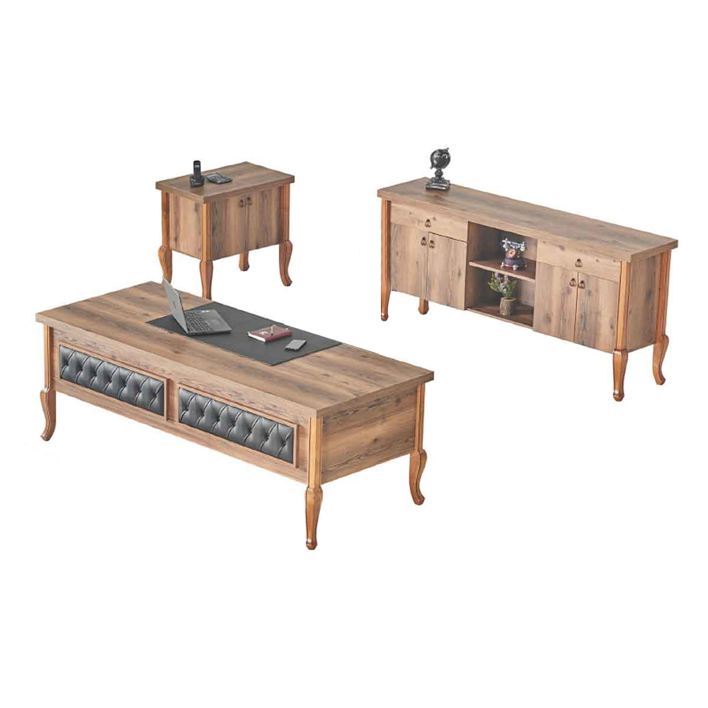 Schreibtisch Bürotisch Sideboard Kommode Büroeinrichtung Klassisch Braun