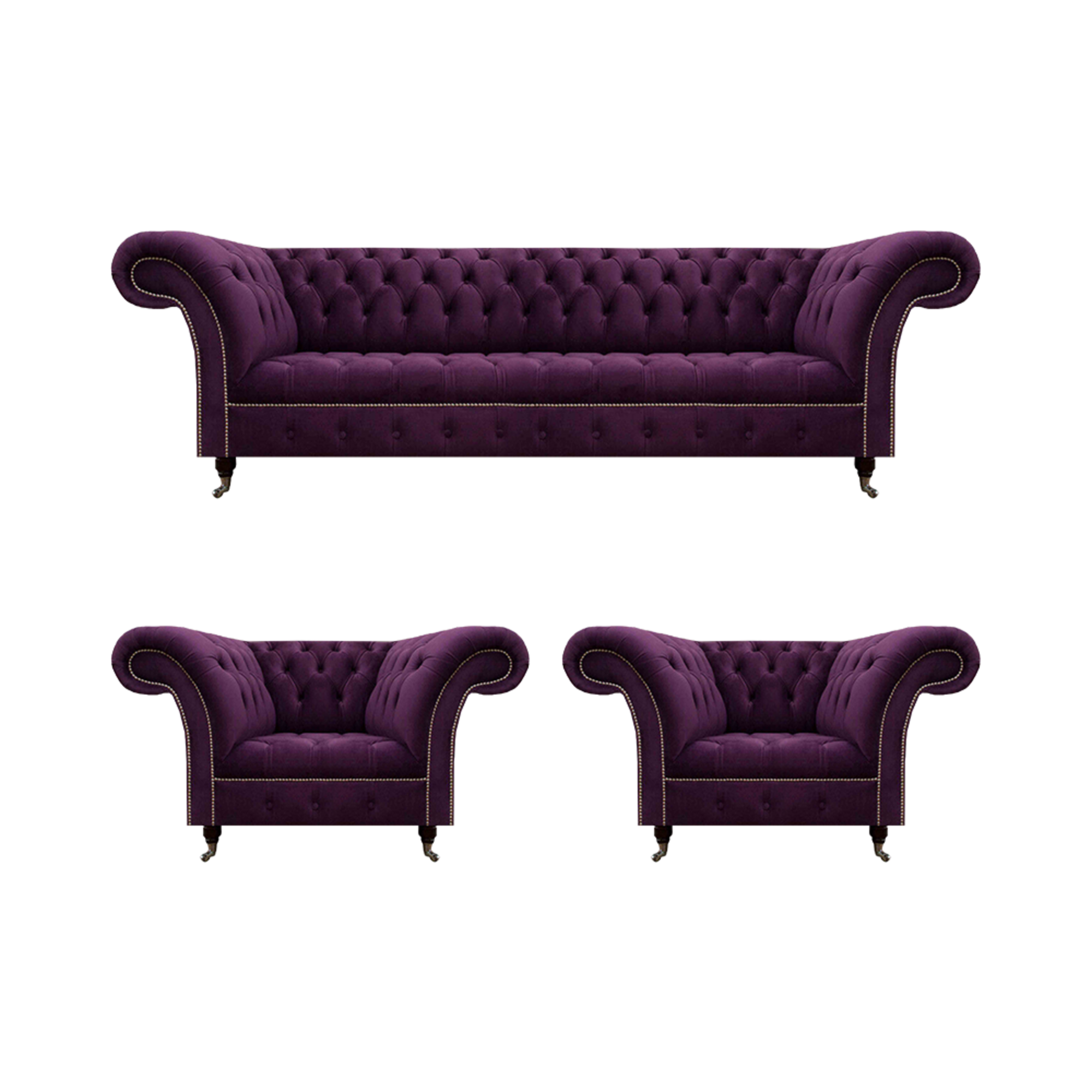 Luxus Möbel Sofagarnitur Couch Sofa Polster 3+1+1 Lila Textilsofa Garnitur