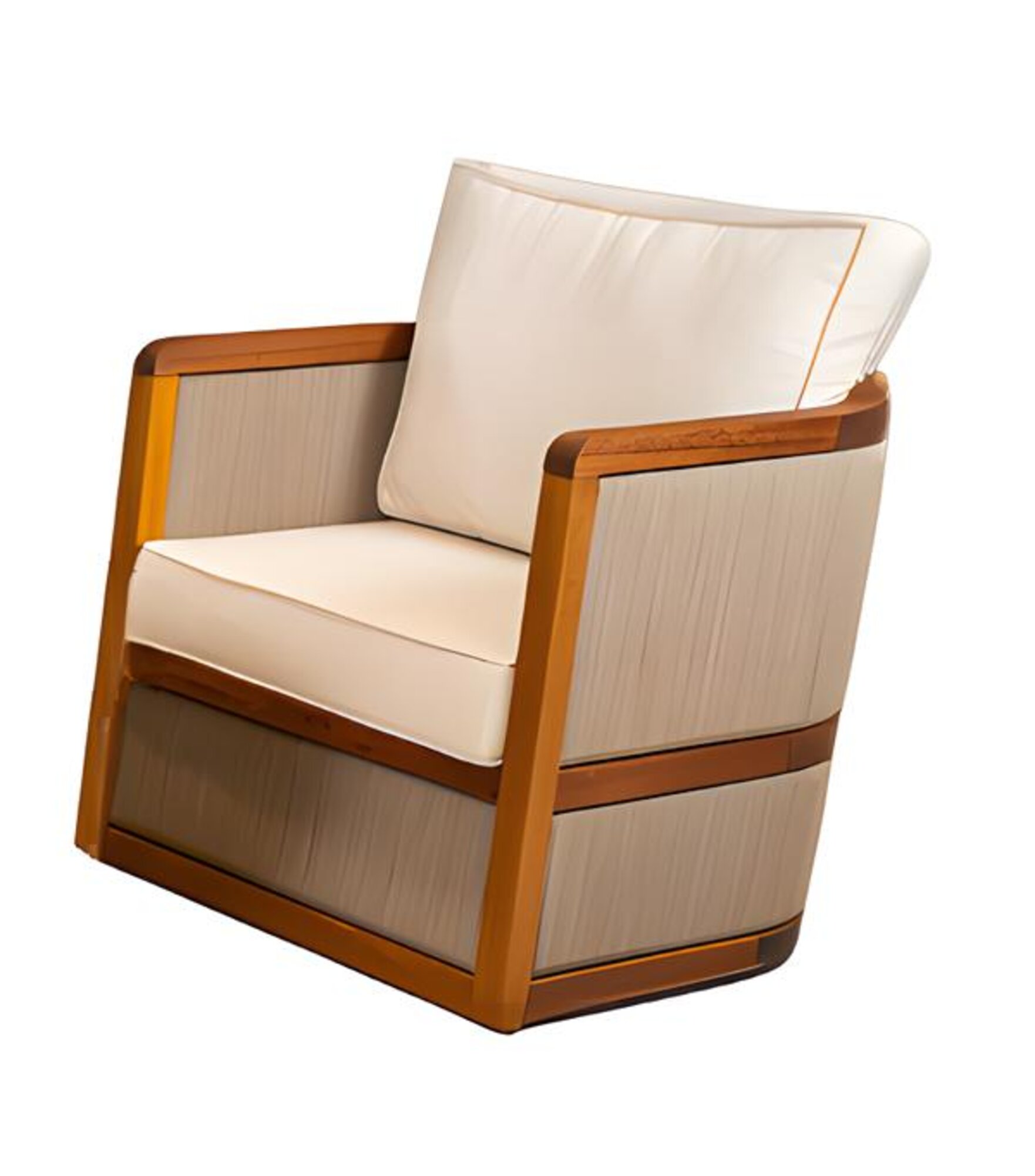 Gartensessel Gartenstuhl Kissen Loungesessel Armlehne Beige Sessel