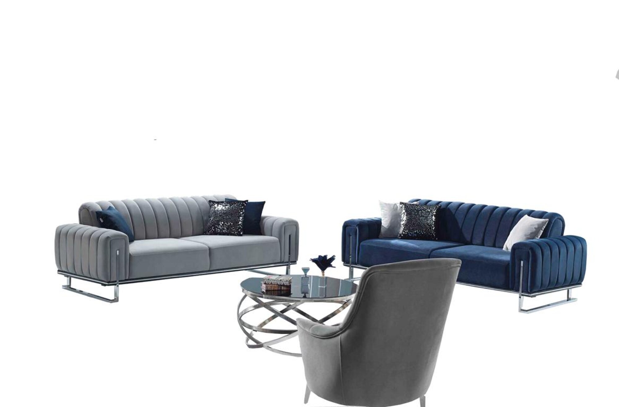 Wohnzimmer Sofa 3-Sitzer Relaxgarnitur 3tlg Lounge-Garnitur Komplettsofa Couch