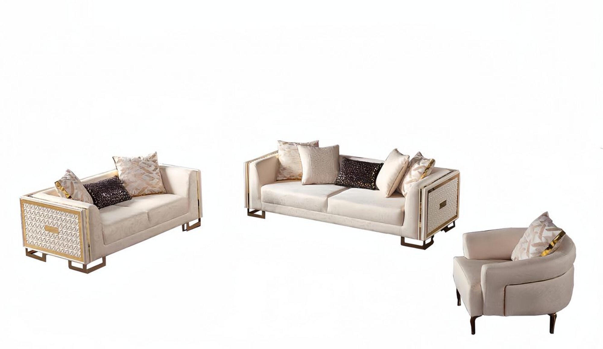 Sofa 3-Sitzer Wohnzimmer Couch Lounge-Garnitur Komplettsofa Relaxgarnitur 3tlg