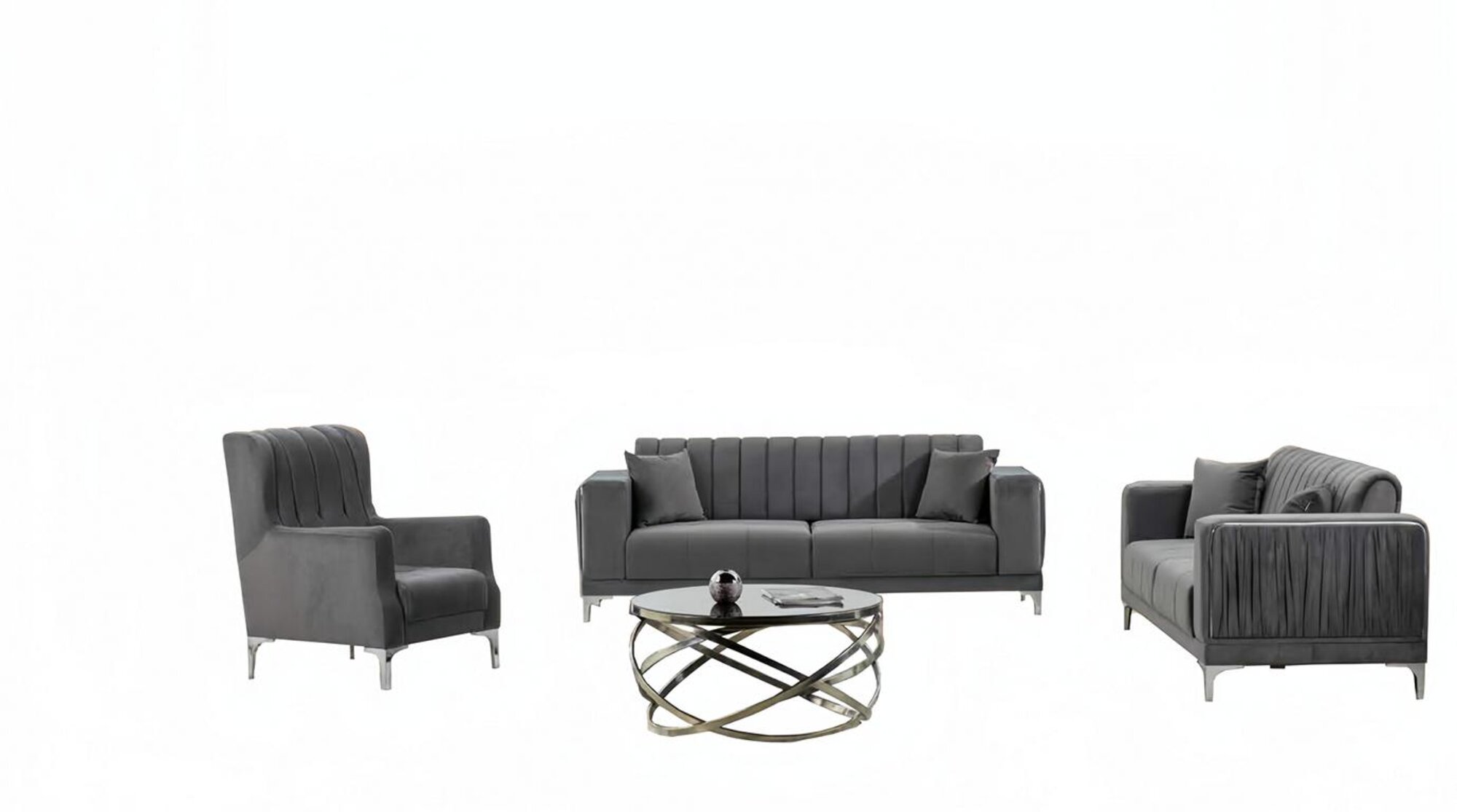 Sofa 3-Sitzer Wohnzimmer-Set Couch Komplettsofa Lounge-Garnitur Relaxgarnitur