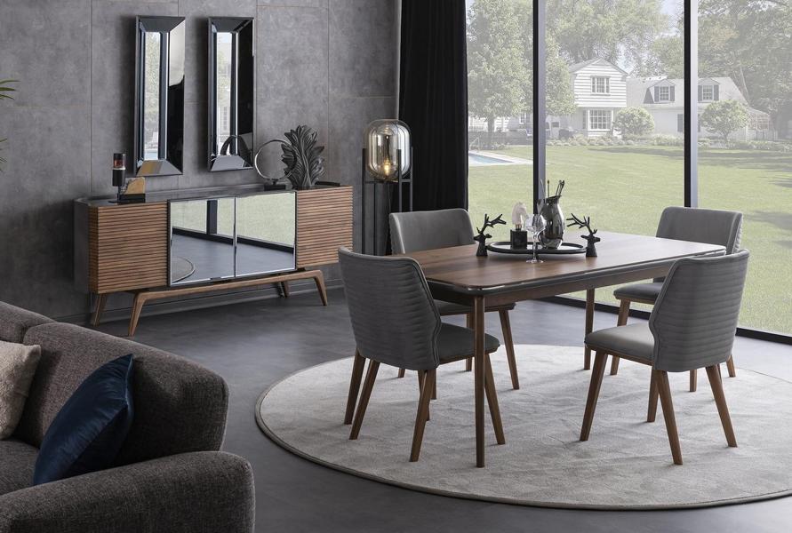 Esszimmergruppe Sitzgruppe Esszimmer Esstisch Stühle Sideboard Spiegele