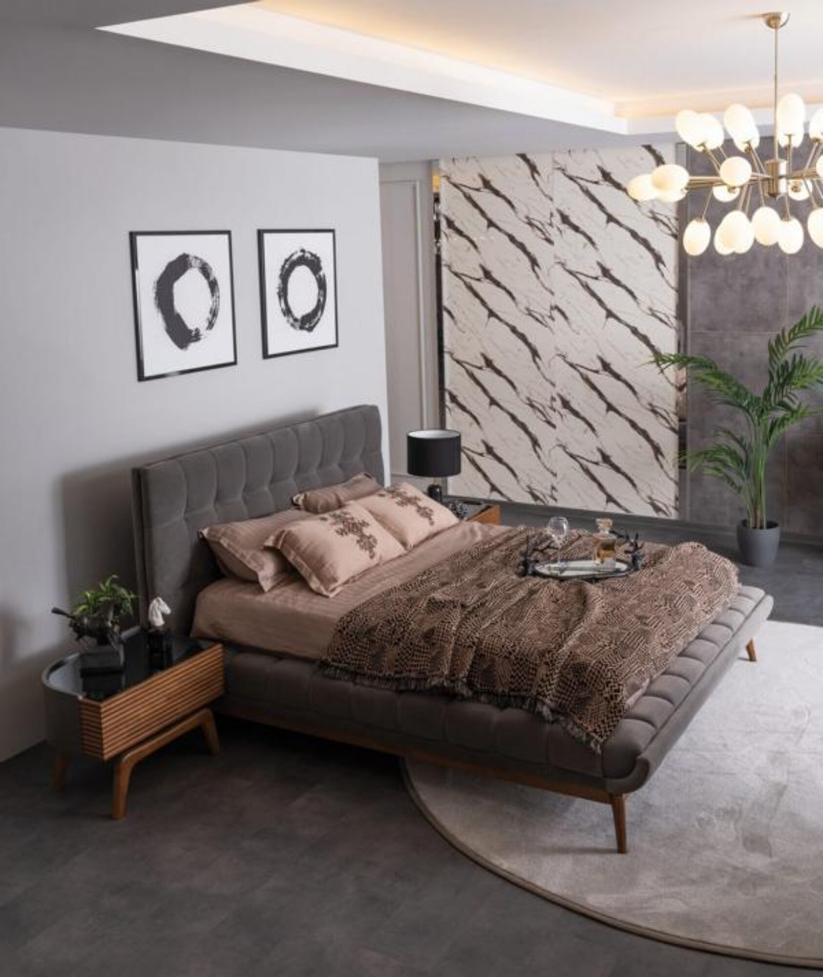 Schlafzimmer Komplett Bett Doppelbett 2x Nachttische Schlafzimmergarnitur